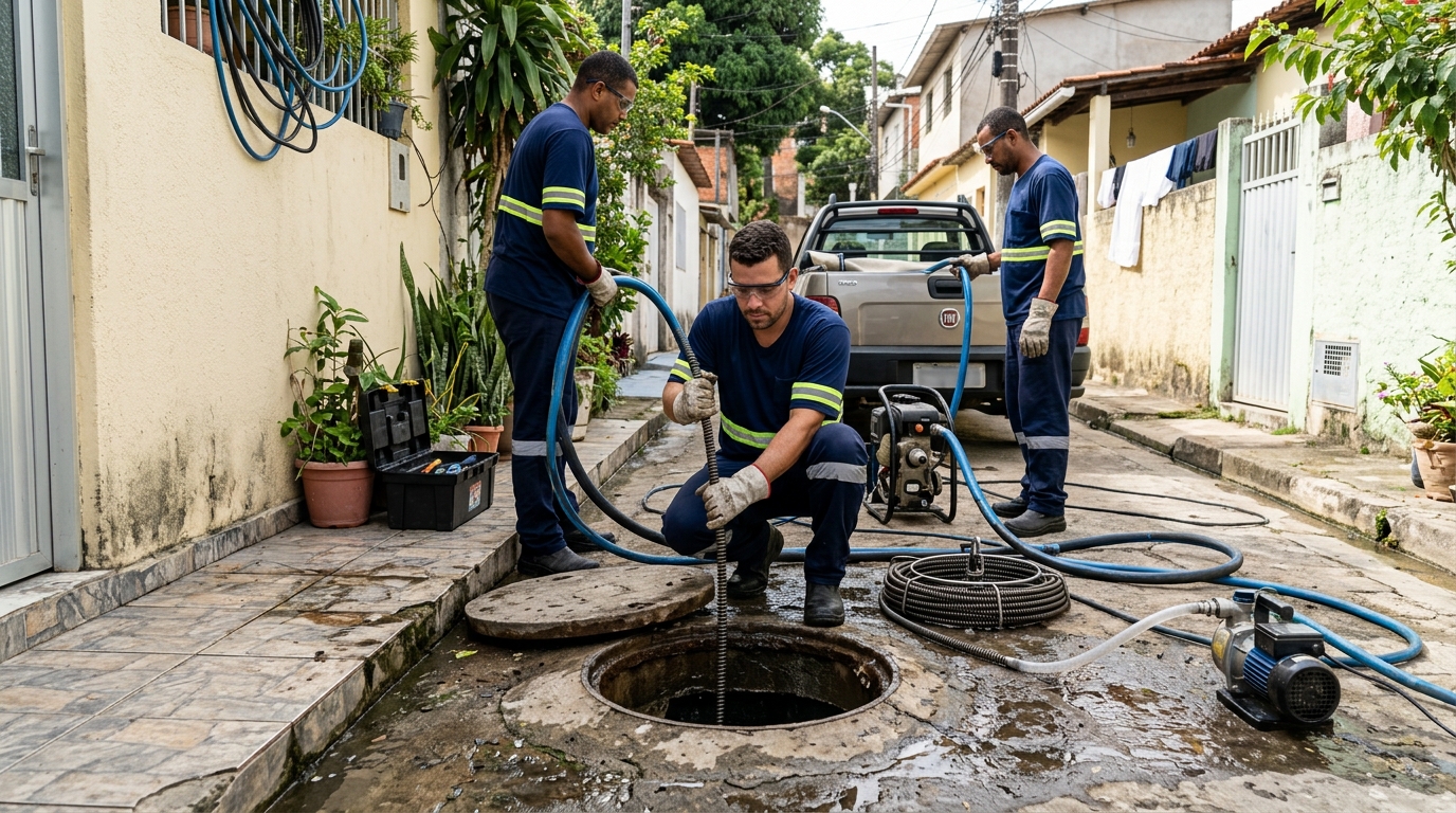 Desentupimento de esgoto com hidrojateamento em Campina Grande-PB